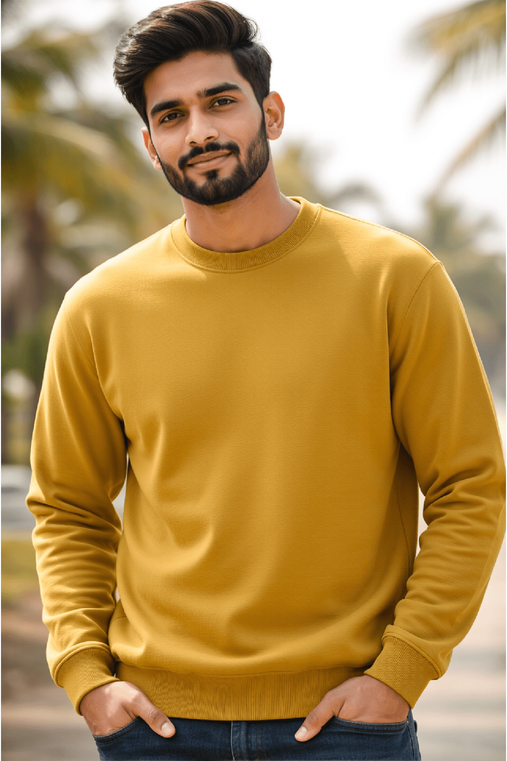 Plain Heavyweight Sweatshirt – 300 GSM Cotton Blend, Unisex Regular Fit