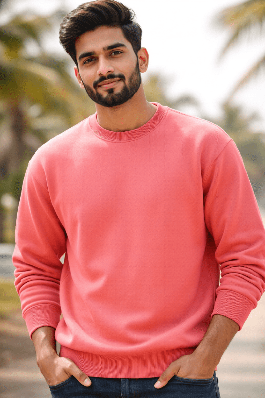 Plain Heavyweight Sweatshirt – 300 GSM Cotton Blend, Unisex Regular Fit - Image 3