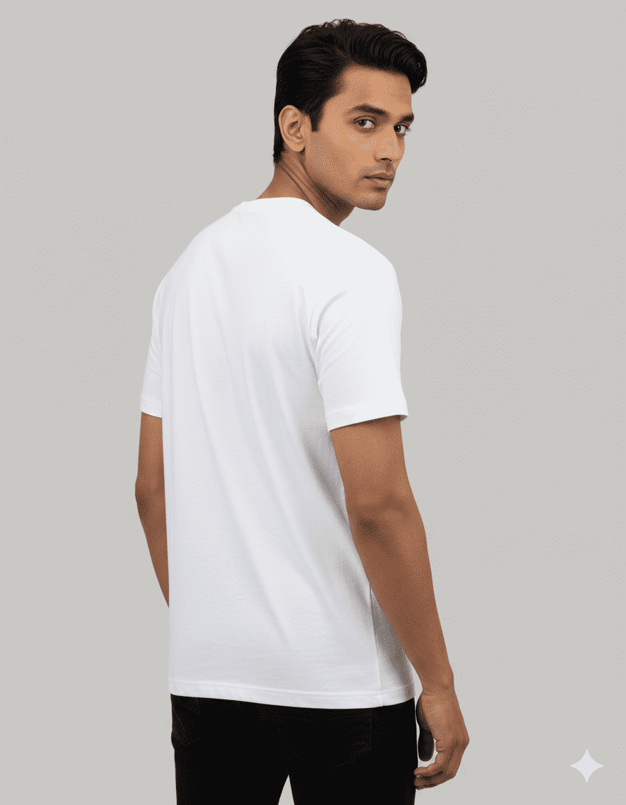 White Classic Crew Neck T-Shirt – 100% Cotton Unisex Regular Fit Everyday Tee - Image 2
