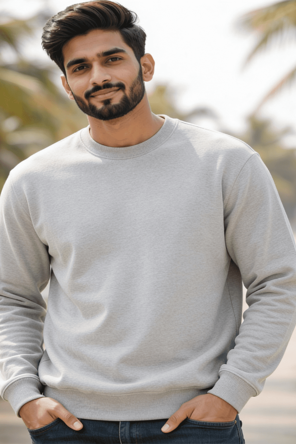 Unisex Plain Sweatshirt – 300 GSM Heavyweight Cotton Blend, Black & Grey - Image 2