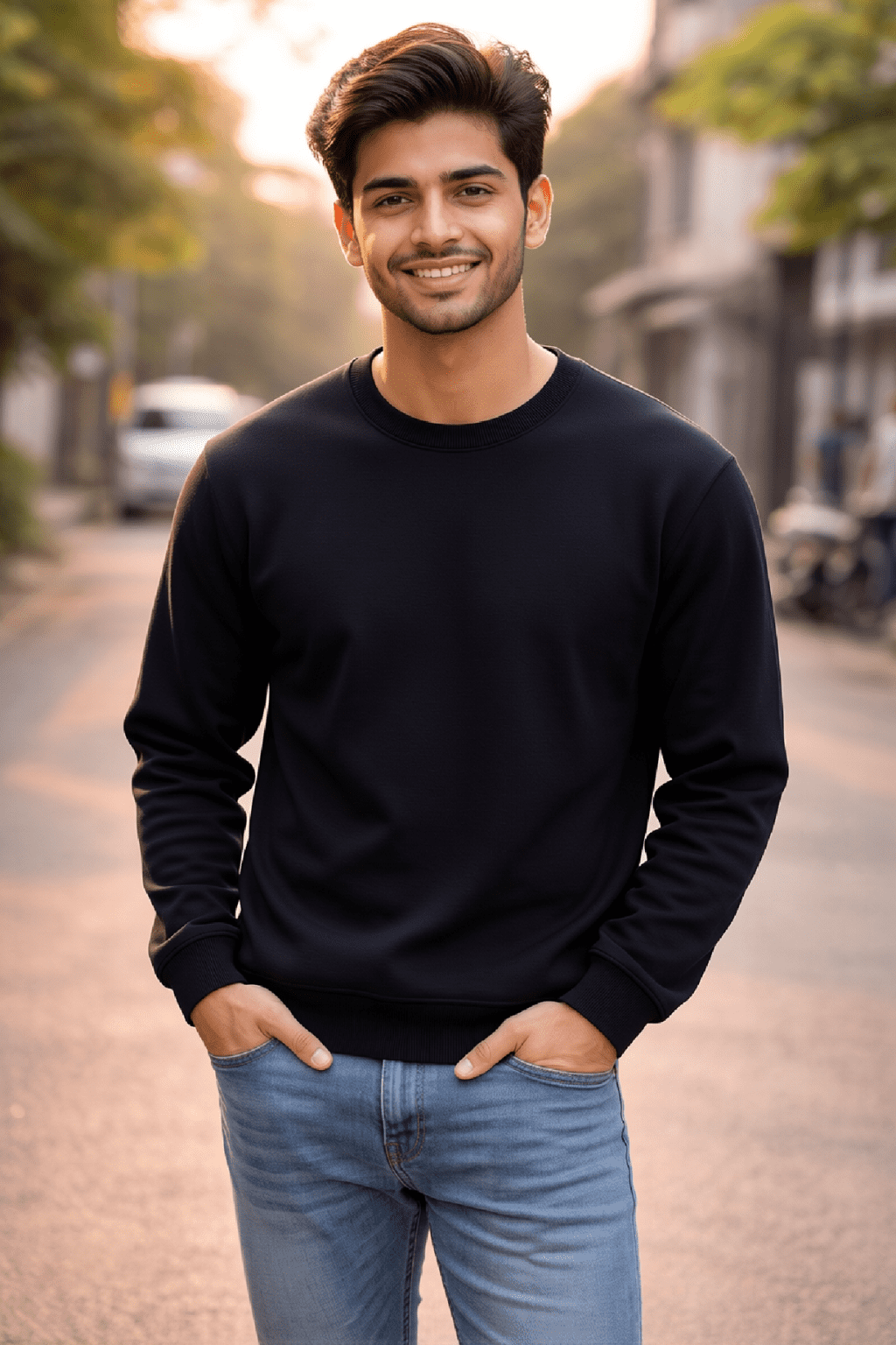 Unisex Plain Sweatshirt – 300 GSM Heavyweight Cotton Blend, Black & Grey